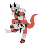 armor conjoined conjoined_at_midsection conjoined_twins demon duo foot_hands humanoid imp knight male map pastry404 reading warrior