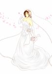  absurdres bad_id bad_pixiv_id brown_eyes brown_hair dress elbow_gloves flower freckles gloves heart highres lipstick makeup ribbon shingeki_no_kyojin solo veil wedding_dress ymir_(shingeki_no_kyojin) 