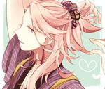  blue_hair heart long_hair male_focus pink_hair saku_anna solo souza_samonji touken_ranbu upper_body 