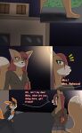 anthro brown_clothing brown_shirt brown_topwear business_suit canid canine clothing comic female female/female fox fur hi_res mammal mina_(misterfis) misterfis neighborhood night orange_body orange_fur purse rebecca_(misterfis) shirt suit tan_body text topwear