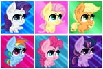  applejack_(mlp) big_eyes chibi cute digital_media_(artwork) earth_pony equine fluffy fluttershy_(mlp) friendship_is_magic happy horn horse mammal mane6 mirry92 my_little_pony pegasus pinkie_pie_(mlp) pony pose rainbow_dash_(mlp) rarity_(mlp) squee tongue twilight_sparkle_(mlp) unicorn winged_unicorn wings 