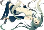  bad_id bad_pixiv_id boots detached_sleeves full_body green_eyes green_hair hatsune_miku high_heels long_hair looking_at_viewer natsume3304 simple_background skirt solo thigh_boots thighhighs twintails very_long_hair vocaloid white_background 