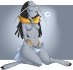  alien anthro blizzard_entertainment blue_eyes blue_skin blush breasts clothed clothing digital_media_(artwork) female glowing glowing_eyes hair here-kitty--kitty_(artist) humanoid iniya_(character) long_hair not_furry protoss solo starcraft translucent video_games 
