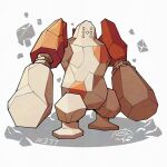  commentary english_commentary golem looking_at_viewer mistray-art no_humans numbered pokemon pokemon_(creature) regirock rock signature simple_background solo white_background 