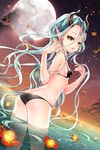  :o ass bad_id bad_pixiv_id bikini breasts butt_crack chimera_lime demon_girl dutch_angle flat_ass floating_hair flower forehead full_moon green_hair holding horns juna light_particles long_hair moon outdoors petals pointy_ears seashell shell small_breasts swimsuit sword_girls wading water yellow_eyes 