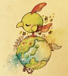  animal_focus bird blush boat closed_eyes closed_mouth commentary_request earth_(planet) fence full_body highres natu no_humans on_mini_planet painting_(medium) picket_fence planet pokemon pokemon_(creature) solo star_(symbol) traditional_media watercolor_(medium) watercraft wooden_fence yukichi_0611 