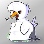 1:1 avian bird feathers gull hi_res jtay lari larid onomatopoeia predator/prey red_eyes shaded simple_background simple_coloring soft_shading sound_effects tail tail_feathers text tuft vore
