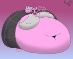 2026 5:4 anthro belly belly_squish big_belly big_breasts big_butt big_nipples black_bottomwear black_clothing black_nose black_pants black_sclera black_yoga_pants blue_background bottomwear bra breasts buckteeth butt chubby_cheeks clothing colored deep_navel dialogue digital_media_(artwork) english_text female generation_4_pokemon grey_bra grey_clothing grey_ears grey_sports_bra grey_tail grey_underwear hair hand_on_belly hand_on_own_belly hi_res huge_belly huge_breasts huge_butt huge_nipples hyper hyper_belly hyper_breasts hyper_butt hyper_nipples looking_at_viewer mammal morbidly_obese morbidly_obese_anthro morbidly_obese_female navel nintendo nipple_outline nipples obese obese_anthro obese_female open_mouth open_smile overweight overweight_anthro overweight_female pachirisu pants pink_background pink_body pink_hair pink_tail pink_tongue pokemon pokemon_(species) purple_cheeks reathe red_mouth rodent sciurid shaded signature simple_background smile smiling_at_viewer solo sports_bra squish susie_(reathe) tail teeth text three-quarter_view tight_clothing tongue tree_squirrel two_tone_tail underwear white_eyes yoga_pants