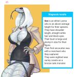  2023 absurd_res apode belly big_breasts black_clothing black_dress black_mamba black_panties black_sclera black_underwear blue_tongue bottomwear breasts claws cleavage clothed clothing clothing_ring coat dated digit_ring digital_media_(artwork) draconcopode dress elapid_(snake) english_text eyelashes female finger_ring forked_tongue furgonomic_bottomwear furgonomics geometric_background grey_body grey_scales hair hand_on_hip hi_res huge_breasts jewelry legless looking_at_viewer mamba naga necklace nipple_outline no_bra panties pendant pink_claws red_eyes reptile scales scalie serpentine shindan_maker shindanmaker shoulder_pads signature simple_background snake snake_naga solo straight_hair tan_clothing tan_coat tan_topwear text three-quarter_view tongue tongue_out topwear underwear ventral_scales white_background white_belly white_body white_breasts white_hair white_neck white_palms white_scales xenthetechnomorph yellow_background 