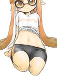  :&lt; arm_support arms_behind_back bare_legs barefoot beanie bike_shorts bike_shorts_pull blush collarbone domino_mask groin hat inkling leaning_back long_hair looking_at_viewer mask monster_girl navel orange_eyes orange_hair pointy_ears seiza shirt_lift shishou_(xxsisyou) short_sleeves shorts shorts_pull sidelocks simple_background sitting solo splatoon_(series) splatoon_1 tentacle_hair toes white_background 