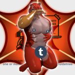1:1 2018 3d_(artwork) biped blender_(artwork) blender_cycles_(artwork) censored countershade_face countershade_torso countershading digital_media_(artwork) eyeless felid kneeling low-angle_view malaguetista male mammal muscular muscular_male orange_body pantherine pecs prosthetic prosthetic_arm prosthetic_limb red_body solo striped_body stripes tiger tumblr woka_woyenyi yellow_body