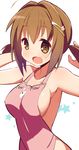  9law :d apron breasts brown_eyes brown_hair hair_ornament hairclip looking_at_viewer medium_breasts nakahara-kun_no_kahogo_na_imouto nakahara_maria naked_apron open_mouth short_hair short_twintails sideboob smile solo star twintails 