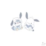  animal_focus character_hat commentary_request crossover full_body highres mochimaro_(infj_oekaki) no_humans one_eye_closed open_mouth piplup pochacco pokemon pokemon_(creature) sanrio shirt signature simple_background solid_oval_eyes white_background 