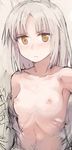  &gt;:( animal_ears bad_id bad_twitter_id blush brave_witches breasts brown_eyes collarbone edytha_rossmann fox_ears frown long_hair lowres nipples nude ohashi_(hashidate) ribs silver_hair small_breasts solo upper_body v-shaped_eyebrows world_witches_series 