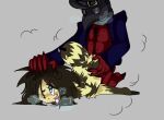  2boys anal anus ass bee bug colored_skin doctor head_down head_pinned_down implied_ass_grab male_focus multiple_boys non-web_source nude pectorals plague_doctor plague_doctor_mask red_skin sex sex_from_behind yaoi 