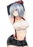  blue_eyes breasts cosplay final_fantasy final_fantasy_vii hair_ornament hair_over_one_eye hairclip hamakaze_(kantai_collection) highres kantai_collection large_breasts pencil_skirt short_hair silver_hair sin_(kami148) skirt solo suspender_skirt suspenders tifa_lockhart tifa_lockhart_(cosplay) 