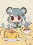  animal_ears bamboo basket cheese clock domaso food fork grey_hair jewelry knife mouse mouse_ears nazrin necklace red_eyes saliva solo symbol-shaped_pupils touhou 