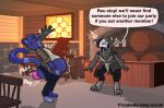  2026 5_fingers ambiguous_gender ambiguous_prey anthro barefoot barrel belly bench big_belly biped black_bottomwear black_clothing black_pants black_text blue_body blue_bottomwear blue_clothing blue_ears blue_fur blue_pants blue_tail bottomwear brown_clothing brown_shirt brown_topwear chair clothed clothing colored_feces day dialogue digitigrade english_text eyes_closed eyewear feces feet fingers freakette fur furniture glasses grey_body grey_fur group gulonine hi_res inside leg_wraps light machine male male_anthro male_pooping male_pred mammal marten mustelid musteline open_clothing open_mouth open_shirt open_topwear oral_vore pants partially_inside pink_feces pooping protogen public public_pooping robe rolled_up_sleeves routaru same_size_vore shadow shirt silhouette snout speech_bubble standing sunlight table tail talking_to_another tavern text topwear true_musteline unusual_feces url vore weasel white_clothing white_robe white_shirt white_topwear window wraps 