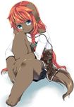  animal_ears azuki_akizuki blush braid furry long_hair original red_hair simple_background solo tail white_background yuneri_(azuki_akizuki) 