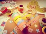  1girl colorful inkling mr_driller_(artist) paint_roller paper_child photo splatoon twitter_username 