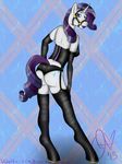  anthro blue_eyes boots breasts clothing corset equine female footwear friendship_is_magic horn kirathesavor knee_highs leather lipstick mammal my_little_pony rarity_(mlp) reins solo unicorn 