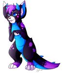  blueeyes cat chibi cute dinosaur feline female freeze-pop88 hybrid mammal mix purplehair 