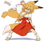  animal_ears blonde_hair blood bruise cursor fox_ears fox_girl fox_tail hair_ribbon hime_cut injury japanese_clothes kimono kitsunemiko long_hair looking_to_the_side low-tied_long_hair miko one_eye_closed original ribbon sakifox sandals simple_background socks solo standing sweat tail torn_clothes very_long_hair white_background white_legwear wide_sleeves 