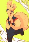  abstract_background anthro big_butt butt canine clothed clothing dog female fur green_eyes hair huge_butt imago_ic kemono mammal smile solo thick_thighs wide_hips 