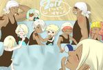  6+boys 6boys a_(naruto) atsui bandanna blonde_hair c_(naruto) dark_skin darui facial_hair female goatee karui killer_bee mabui_(naruto) male multiple_boys multiple_girls naruto omoi_(naruto) raikage samui white_hair 