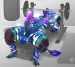 2026 abs animal_genitalia animal_penis anthro areola armwear athletic athletic_anthro athletic_gynomorph athletic_intersex balls big_balls big_breasts big_penis biped blue_balls blue_body blue_fur blush bodily_fluids breasts caixin_sanshijiu capcom claws clothing digital_media_(artwork) dumbbell elder_dragon electronics equine_genitalia equine_penis erection finger_claws fingerless_gloves fur genitals gloves gynomorph hair handwear hi_res horn huge_penis intersex kirin_(mh) legwear looking_at_object looking_at_phone lying masturbation medial_ring monster_hunter nipples on_back penile penile_masturbation penis phone purple_areola purple_hair purple_nipples purple_penis red_eyes solo sweat tail tail_tuft toe_claws tuft weights