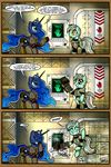  2015 armor blue_eyes blue_hair comic cutie_mark duo equine fallout female friendship_is_magic gray--day hair horn lyra_heartstrings_(mlp) mammal my_little_pony princess_luna_(mlp) star unicorn video_games winged_unicorn wings yellow_eyes 