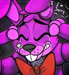  animatronic bonnie_(fnaf) bow_tie crying english_text eyes_closed five_nights_at_freddy&#039;s lagomorph machine male mammal mechanical rabbit robot tears text toy-bonnie video_games 