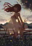  arms_behind_back ass back backlighting bad_id bad_pixiv_id bikini blue_eyes blurry breasts brown_hair cattail chemise depth_of_field dusk farm fence floating_hair flower from_behind grin holding holding_flower lake lloule long_hair looking_at_viewer looking_back medium_breasts original outdoors panties plant see-through sky smile solo sunset swimsuit underwear white_panties wind 
