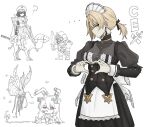  1boy 3girls animal blonde_hair camel chibi creature elid_(girls'_frontline) giant_insect girls'_frontline girls'_frontline_2:_exilium green_eyes highres krolik_(girls'_frontline_2) liushih_(girls'_frontline_2) maid metal_slug monster multiple_girls red_eyes sextans_(girls'_frontline_2) sword tagme user_xmfv3428 varjagers_(girls'_frontline_2) weapon 
