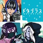  blue_eyes blue_hair blue_skin chin_rest covered_mouth defense_of_the_ancients dota_2 elf facial_mark forehead_mark gloves hand_on_own_cheek hand_on_own_chin hand_on_own_face helmet hood lanaya long_hair looking_at_viewer looking_to_the_side love_plus lowres luna_(dota) maniacykt mask multiple_girls parody pointy_ears ponytail purple_hair purple_skin self_upload shoulder_pads smile traxex white_gloves white_hair 