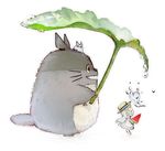  ano_hi_mita_hana_no_namae_wo_bokutachi_wa_mada_shiranai. honma_meiko leaf lowres silver_hair simple_background tonari_no_totoro totoro water_drop watermelon 