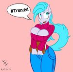  &lt;3 &lt;3_eyes 2015 anthro blue_eyes blue_hair book breasts cleavage clothed clothing dawny_(oc) dialogue english_text equine fan_character female fn_character hair horse jrvanesbroek keyhole_turtleneck mammal my_little_pony pony solo sweater text turtleneck 