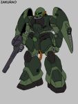  beam_rifle cable character_name color_variation colored_lineart commentary crossbone_gundam dairugger derivative_work energy_gun grey_background gundam highres mecha mecha_focus mobile_suit neo_zeon no_humans one-eyed robot science_fiction shield third-party_edit weapon zakurao 
