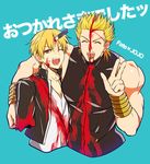  amputee bad_id bad_pixiv_id blonde_hair blood crossover dio_brando fate/stay_night fate_(series) gilgamesh jojo_no_kimyou_na_bouken male_focus multiple_boys season_connection spoilers ty_1865 