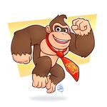  ape barefoot brown_eyes brown_fur donkey_kong_(character) donkey_kong_(series) fur luigil male mammal necktie nintendo primate signature solo video_games 