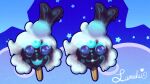 bioluminescence bubblegum_eyes character_popsicle dessert female food front_view glowing hair hi_res ice_cream lagomorph leporid lumine lunalaimoonglow mammal popsicle popsicle_stick purple_eyes rabbit solo vore vtuber white_hair