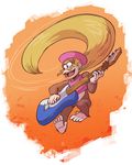  5_toes barefoot blonde_hair brown_fur dixie_kong donkey_kong_(series) female fur guitar hair hat long_hair mammal monkey musical_instrument nintendo pehesse ponytail primate soles solo toes video_games 