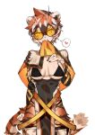  1girl absurdres animal_ears animal_print arknights black_bra bra breasts commentary_request da_pu_ezi furry furry_female heart highres large_variant_set looking_at_viewer medium_breasts mole mole_on_breast orange_eyes orange_hair round_eyewear short_hair simple_background solo spoken_heart tail tiger_ears tiger_girl tiger_print tiger_tail underwear variant_set waai_fu_(arknights) white_background 