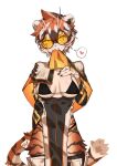  1girl absurdres animal_ears animal_print arknights black_bra bra breasts commentary_request da_pu_ezi furry furry_female heart highres large_variant_set looking_at_viewer medium_breasts mole mole_on_breast orange_eyes orange_hair round_eyewear short_hair simple_background solo spoken_heart tail tiger_ears tiger_girl tiger_print tiger_tail underwear variant_set waai_fu_(arknights) white_background 