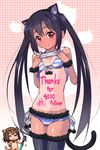  bikini body_writing followers k-on! nakano_azusa solo swimsuit tan tanline thighhighs twintails 