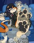 2026 anthro barefoot beanie bodily_fluids bottomwear calico_cat cel_shading claws clothed clothed_female clothing colored digital_media_(artwork) discarded_footwear domestic_cat duskfenra epic_games feet felid feline felis female female_anthro foot_fetish foot_focus fortnite furniture half-closed_eyes hat headgear headwear hi_res looking_at_viewer mammal meow_skulls narrowed_eyes pawpads paws shaded sitting smelly smelly_feet smelly_socks sofa soles solo spread_toes stink_fumes sweat sweaty_feet toe_claws toes topwear trash