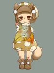  brown_eyes brown_hair cute female flat_chested grey_background hair kemono mammal notama open_mouth plain_background raccoon short_hair solo young 