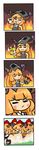  animated animated_gif blush_stickers chain fire hakurei_reimu highres horn_ribbon horns ibuki_suika long_hair mallet miracle_mallet multiple_girls open_mouth orange_hair peachems_(gemu) ribbon touhou welding_mask 