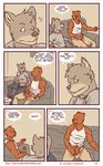  anthro artdecade bear canine comic english_text erection fur grizzly_bear male male/male mammal masturbation penis text uncut what wolf 