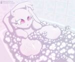  2026 2_horns anthro areola arms_above_head bathroom bathtub big_breasts blush boss_monster_(undertale) bovid breasts caprine digital_media_(artwork) female floppy_ears fur glistening glistening_body goat hi_res horn huge_breasts mammal mango_of_furrys mature_female nipples nude nude_anthro nude_female pink_eyes pink_nipples soap solo suds toriel undertale_(series) white_body white_fur white_horn 